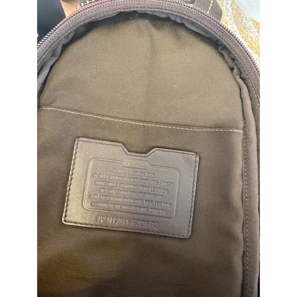 Coach Thompson Heritage Sling Bag Red‎ Nylon Brown Leather Crossbody F70692 Mens